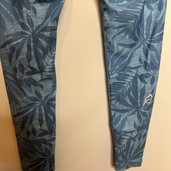 P'Tula Blue Palm Tree Leaves High Rise Leggings Size XS - Picture 7 of 9